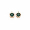 Brass Charms, with Rhinestone, Nickel Free, Flat Round, Real 18K Gold Plated, Emerald, 7x5x3mm, Hole: 1mm