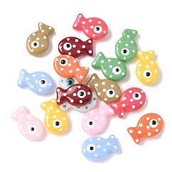 Baking Paint Glass Enamel Beads, Fish, Mixed Color, 19.5x12.5x6~6.5mm, Hole: 1.2~1.4mm