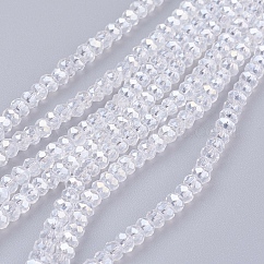 Electroplate Glass Beads Strands, AB Color Plated, Faceted Rondelle, Clear AB, 2.9~3.3x2mm, Hole: 0.5mm, about 135~140pcs/strand, 32~34cm
