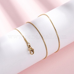 1MM 304 Stainless Steel Round Snake Chain Necklaces, Real 14K Gold Plated, 16.93 inch(43cm)