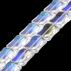 透明電気メッキガラスビーズ連売り  虹メッキ  竹の共同  クリアAB  12x10x5.5mm  穴：1mm  約49個/連  24.02''（61センチメートル）&nbsp;EGLA-H103-AB03