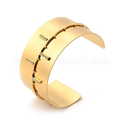 304 Stainless Steel Rhinestone Cuff Bangles for Women&nbsp;BJEW-Z109-04G-01
