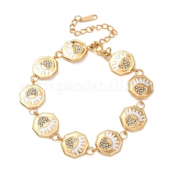 304 Stainless Steel Enamel & Glass Rhinestone Link Chain Bracelets for Women&nbsp;BJEW-T027-04B-G