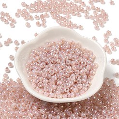ガラスシードビーズ  セイロン  丸い穴  ラウンド  ミスティローズ  4x3mm  穴：1.2mm  7650個/ポンド&nbsp;SEED-H002-H-1310