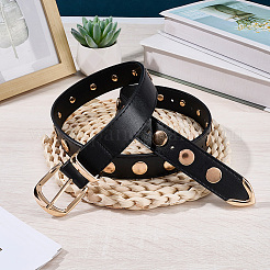 Black PU Imitation Leather Chain Belts&nbsp;AJEW-WH20070-318A