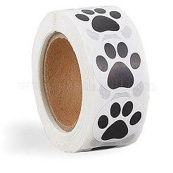 紙製装飾ステッカー  粘着デカール  犬の足跡  ブラック  64x28mm&nbsp;STIC-WH20010-07A