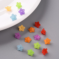 透明なアクリルビーズ  花  艶消し  ミックスカラー  10x5mm  穴：1mm  約4600個/500g&nbsp;PL554-M