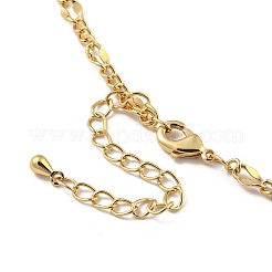 ファセット長方形ガラスビーズビブネックレス  真鍮チェーンネックレス  ゴールドカラー  15.35インチ（39cm）&nbsp;NJEW-R263-11G