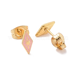 Enamel Rhombus with Star Stud Earrings with 316L Surgical Stainless Steel Pins&nbsp;EJEW-P204-02G-03