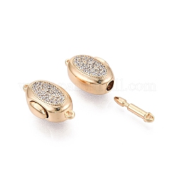 真鍮マイクロパヴェクリアキュービックジルコニアボックスクラスプ  オーバル  1連  1穴  1KGP本金メッキ  18mm  穴：18~19x10.5x8mm&nbsp;KK-Q074-06G