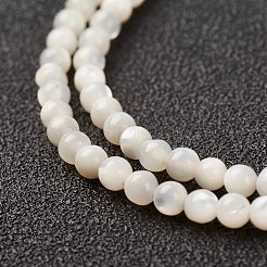 天然ホワイトシェルビーズ連売り  マザーオブパールシェル  ラウンド  3mm  穴：0.8mm  約127個/連  15.15インチ（38.5cm）&nbsp;X-G-G680-54