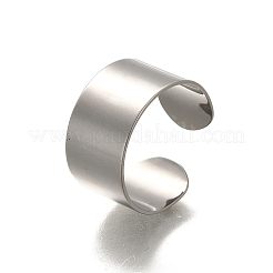 316サージカルステンレススチールオープンカフリング  女性用ワイドバンドリング  ステンレス鋼色  10mm  調整可能&nbsp;RJEW-F170-01P-03