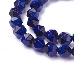 天然石タイガーアイビーズ連売り  染め  多面カットラウンド  ミッドナイトブルー  5.5~6x5~6mm  穴：0.8mm  約64~66個/連  15.3インチ（39cm）&nbsp;G-P424-A01-6mm