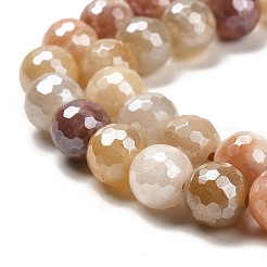 Electroplated Natural Golden Silk Jade Round Beads Strands&nbsp;G-L598-A07-02
