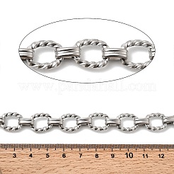 304ステンレススチールツイストオーバルリンクチェーン  溶接されていない  ステンレス鋼色  14.5x11x2.5mm&nbsp;CHS-Z007-10P