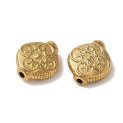 イオンプレーティング（IP）304ステンレスビーズ  花と菱形  ゴールドカラー  12x11x4.5mm  穴：1.6mm&nbsp;STAS-K285-13G