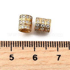 スターリングシルバーマイクロパヴェクリアキュービックジルコニアビーズ925個  コラム  18KGP本金メッキ  6.5x5.5mm  穴：2mm&nbsp;STER-F061-03A-G