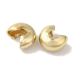 真鍮製つぶし玉カバーカシメ玉カバー  鉛フリー＆カドミウムフリー  24KGP本金メッキ  5.5x2.5mm  穴：2.5mm&nbsp;KK-K383-07E-G