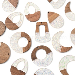 16Pcs 8 Styles Epoxy Resin & Walnut Wood Pendants&nbsp;RESI-FS0001-87