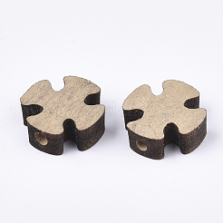 天然木製ビーズ  クロス  淡い茶色  12.5x12.5x4.5mm  穴：1.8mm&nbsp;WOOD-S050-40