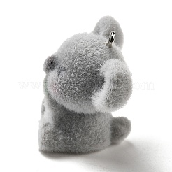 フロッキー樹脂ペンダント  プラチナ鉄ループ付き  コアラ  28x32x21mm  穴：1.8mm&nbsp;RESI-E059-04D