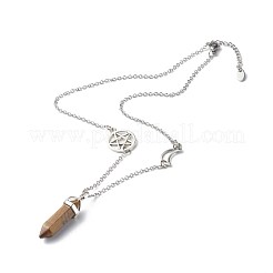 Bullet Faceted Natural Tiger Eye Pendant Necklace&nbsp;NJEW-JN03601-02