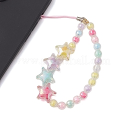 アクリル携帯ストラップ  二層ビーズ  多面カット  スター  カラフル  16.5cm&nbsp;HJEW-JM02052