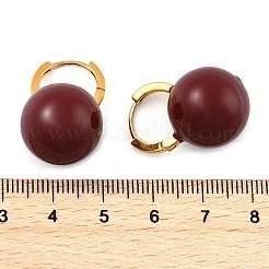 女性用ラウンド真鍮エナメルフープピアス  22KGP本金メッキ  25.5x16.5mm&nbsp;EJEW-U055-08G