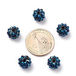 チャンキー樹脂製ラインストーンビーズ  樹脂ラウンドビーズ  マリンブルー  12mm  穴：1.5~2mm&nbsp;RESI-M019-11