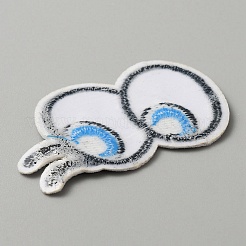 漫画風ダブルアイ刺繍布パッチ  アップリケパッチ  ミシンクラフト装飾  ディープスカイブルー  40x61x1mm&nbsp;PATC-WH0001-116C