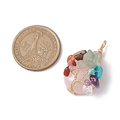 Natural Rose Quartz Copper Wire Wrapped Teardrop Pendants&nbsp;PALLOY-JF02846-01