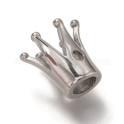 変色しない304ステンレススチールビーズ  クラウン  ステンレス鋼色  13.5x11x12.5mm  穴：1.8mm  5mm内径&nbsp;LS-STAS-L243-053P