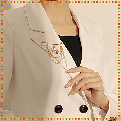 6Pcs 3 Style Evil Eye Shape Alloy Safety Pin Broochs Sets&nbsp;JEWB-NB0001-21G