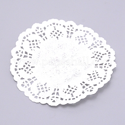 食品グレードのベーキングペーパー  花柄  フラットラウンド  ホワイト  112x0.1mm  140個/袋&nbsp;AJEW-WH0152-11