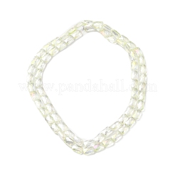 透明電気メッキガラスビーズ連売り  虹メッキ  多面カット  長方形  淡黄色  9x6x4mm  穴：1.2mm  約72個/連  25.98''（66センチメートル）&nbsp;EGLA-I017-03-FR05