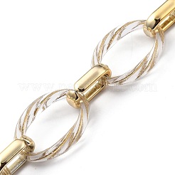手作りの金属エンレースメッキアクリルアズキチェーン  ccbプラスチッククイックリンクコネクター付き  ゴールド  19~31.5x12~21x4.5~5mm  約39.37インチ（1m）/連&nbsp;AJEW-JB00743