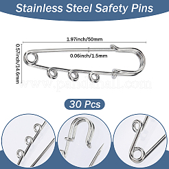 30Pcs Stainless Steel Safety Pins&nbsp;STAS-SC0001-57P