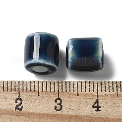 手作りの陶器ビーズ  コラム  ミッドナイトブルー  10~10.5x9~10.5mm  穴：2.5mm&nbsp;X1-PORC-L080-I04