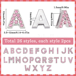 52Pcs 26 Styles Alloy Rhinestone Slide Charms&nbsp;FIND-SC0009-81B