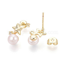 Star Brass Micro Pave Clear Cubic Zirconia Stud Earrings&nbsp;PEAR-N020-WX04