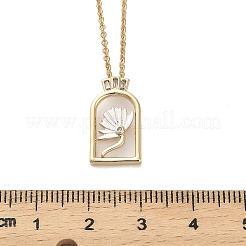 Arch with Flower Brass Enamel Pendant Necklaces&nbsp;LS-NJEW-H051-06G