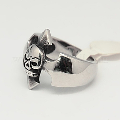 Unique Retro Men's Halloween Jewelry 304 Stainless Steel Skull Rings&nbsp;RJEW-F006-315
