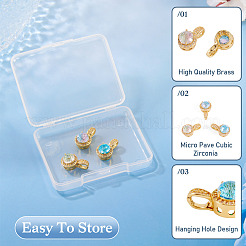 3Pcs 3 Colors Brass Micro Pave Cubic Zirconia Pendants&nbsp;KK-TA0008-25