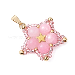 Dyed Natural Yellow Jade Star Pendants&nbsp;PALLOY-JF03116-05