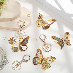 DIY Alloy Enamel Butterfly Pendants Keychain Making Kits&nbsp;DIY-SP0003-10D