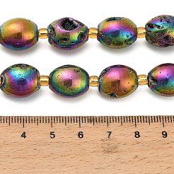 Electroplated Natural Druzy Geode Crystal Beads Strands&nbsp;G-F833-O01-01E
