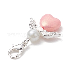 Heart Angel Acrylic & Glass Pearl Pendant Decoration&nbsp;X1-HJEW-JM02366