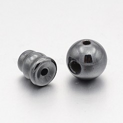 非磁性の合成ヘマタイト3ホールのグルビーズ  Tドリルビーズ  ブラック  19x10mm  穴：2mm&nbsp;G-P046-19B