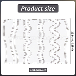 アクリルキルティングテンプレートセット1セット  ステンシル 波定規  透明  260x72~95x2.5mm  穴：7mm&nbsp;FIND-AN0001-69