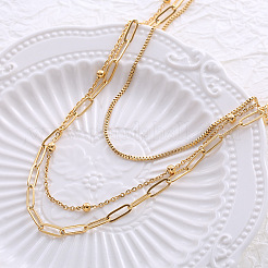 European layered titanium steel necklace box chain round bead fashion stainless steel jewelry&nbsp;YQ5413